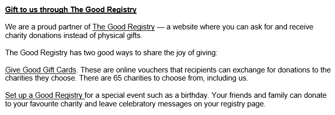 For your website - we are partners of The Good Registry copy